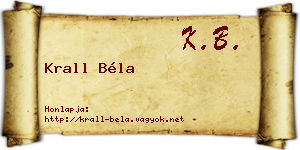 Krall Béla névjegykártya
